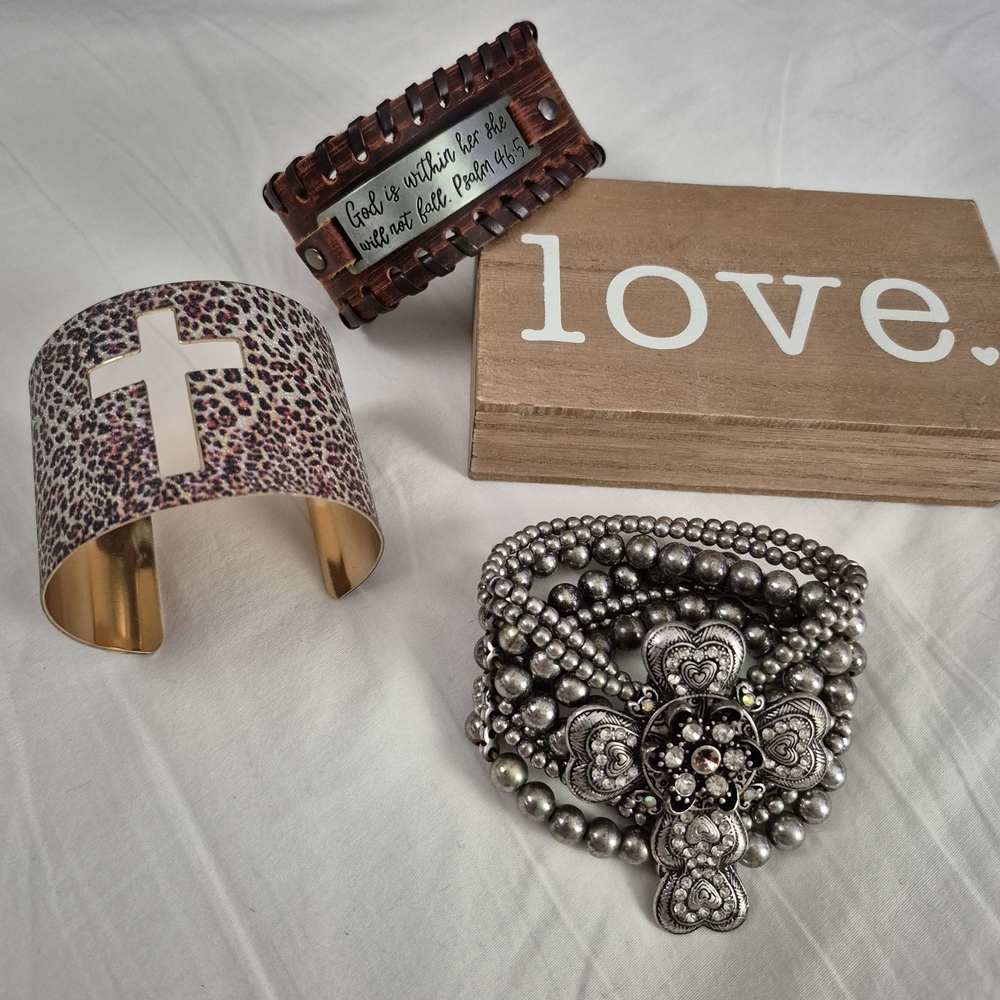 Brown and Silver Women's Bracelet Set